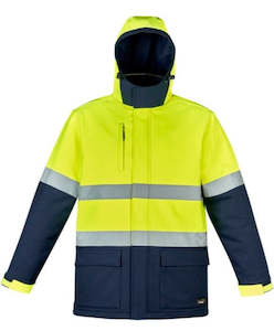 Protective clothing: SYZMIK Hi Vis Antarctic Softshell Jacket Taped