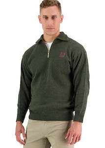 SWANNDRI Mariner Zip Neck Sweater Olive