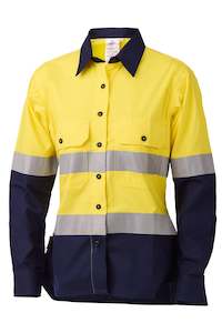 Daneunder Womens LS Taped Shirt Yellow/Navy