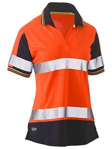 BISLEY Womens Taped Hi VIs V-Neck Polo Orange