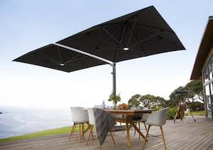 SHADOWSPEC UNITY™ SQUARE DUO 2.5m & 3.0m Multi-Canopy Rotating Cantilever Umbrellas