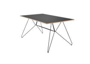 Furniture: HOUE - SKETCH Indoor Dining Table 168x95 cm. Black Frame -Black linoleum top with oiled oak edge.