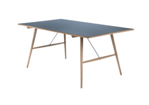 HOUE - HEKLA Indoor Dining Table 168x95cm - Black Linoleum Top - Solid Oiled Oak Legs