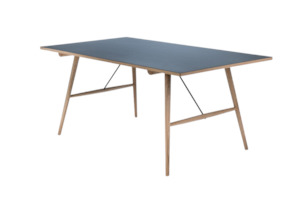 HOUE - HEKLA Indoor Dining Table 208x95cm - Black Linoleum Top - Solid Oiled Oak Legs