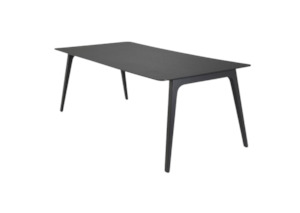 HOUE - GATE Indoor Dining Table 208cm // Black Linoleum, Black Edge - Black Ash Legs