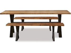 Wooden furniture: Cross 3-Pce 2200 Dining Suite - Bench x 2