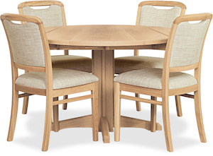 Avondale Round ouble Drop-Leaf Dining Table & Melody Chairs