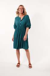 Botanical Tie Dress - Teal