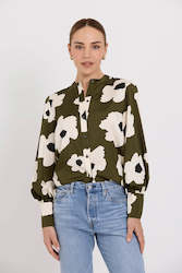 Womenswear: Casino Top - Olive Flower