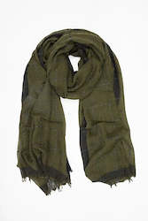 Womenswear: Windowpane Scarf - Moss