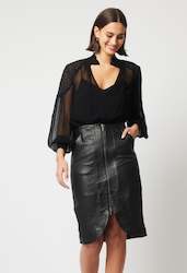 Once Was Stella Leather Skirt in Black