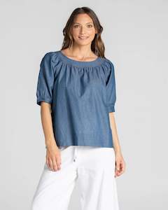 Womenswear: Bliss Top - Blue Chambray