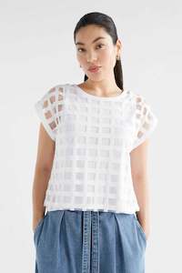 Womenswear: ELK Grid Burnout Top - White