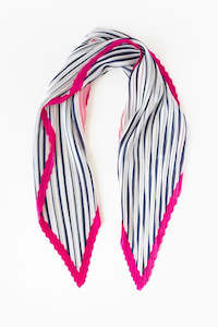 Pleated Scarf - Pink and Navy Stripe