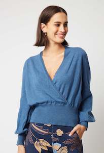 Womenswear: Once Was Pavillion Merino Wool Cotton Knit in Han Blue