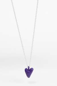 Coloured Heavy Heart Pendant - Violet