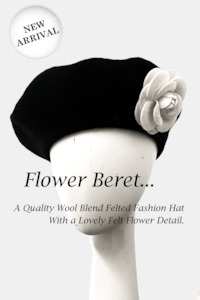 D0015 Felted Flower Wool Beret