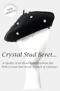 D0014 Crystal Stud Wool Beret