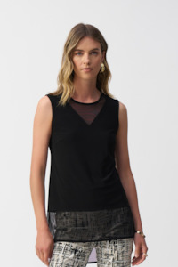 251091 Silky Knit & Stretch Mesh Sleeveless Top