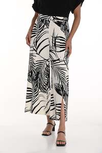 256200 Linen Blend Wide Leg Tropical Pant