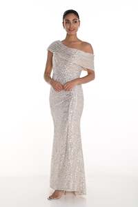 Womenswear: 258739U Off-Shoulder Sequin Cocktail Gown