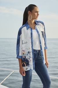 256740U Denim Trim Chic Shirt