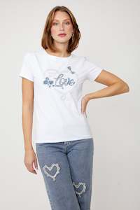 Womenswear: 256818U Love Hotfix Print Tee