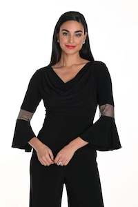 Womenswear: 249025 V-Cowl Glamour Mesh Insert Top