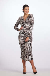 Womenswear: 8788A Side Gather Aria Print Dress