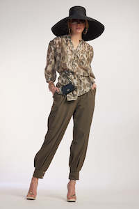 9029 Soft Sleeve Yoke Front Cheetah Shirt