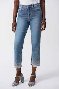 251956 Straight Leg Crop Diamante Stretch Jeans