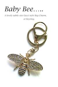 D0025 Diamante Baby Bee Keyring Bag Charm