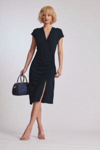 8974 V Neck Side Rouched Dress