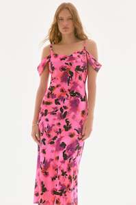 251737 Satin Floral Sheath Dress