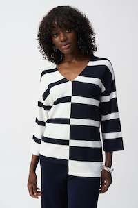 251914 Stripe Rayon V-Neck Sweater