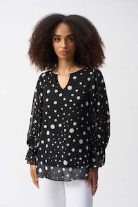 251277 Chiffon Dot Print Boxy Top