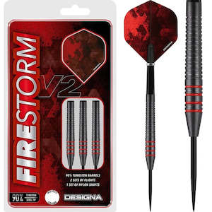 Frontpage: Designa Firestorm V2 Darts - Steel Tip - Ringed - Black