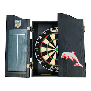 Blade 6 Dartboard, Official NRL Cabinet & Darts - Complete Darts Set