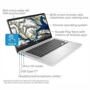 New HP Chromebook 4GB 128GB 14 Touch Screen White