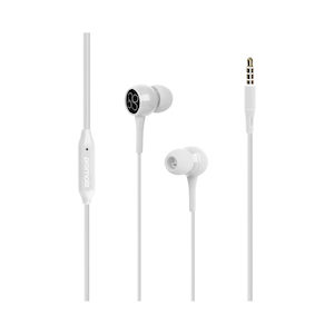 Promate BENT 1.2m Lightweight Stereo Earbuds white with built-in Mic tangle free cable