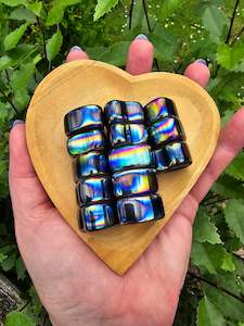 Magnetic Rainbow Hematite Heart Tumbled Stone