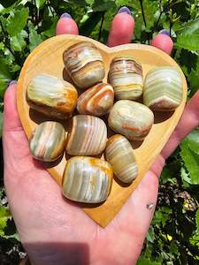 Tumbled Stones: Banded Calcite Tumbled Stone