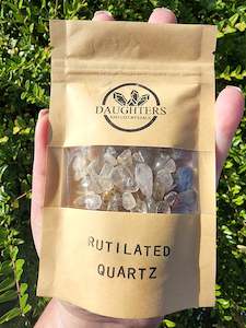 Rutilated Quartz Crystal Chip 100 gms Bag