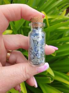 Crystal Bottles Bags: Blue Kyanite Crystal Chip Bottle