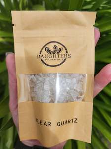 Crystal Bottles Bags: Clear Quartz Crystal Chip 100 gms Bag