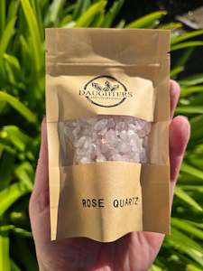 Crystal Bottles Bags: Rose Quartz Crystal Chip 100 gms Bag