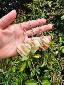 Banded Calcite Heart Keyring