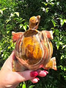 Carved Shapes Animals: Banded Calcite Turtle Large C