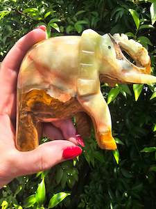 Banded Calcite Elephant Large D