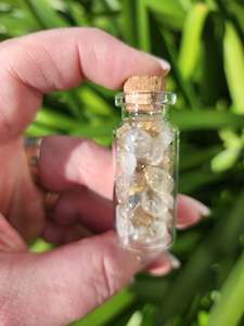 Rutilated Quartz Crystal Chip Bottle